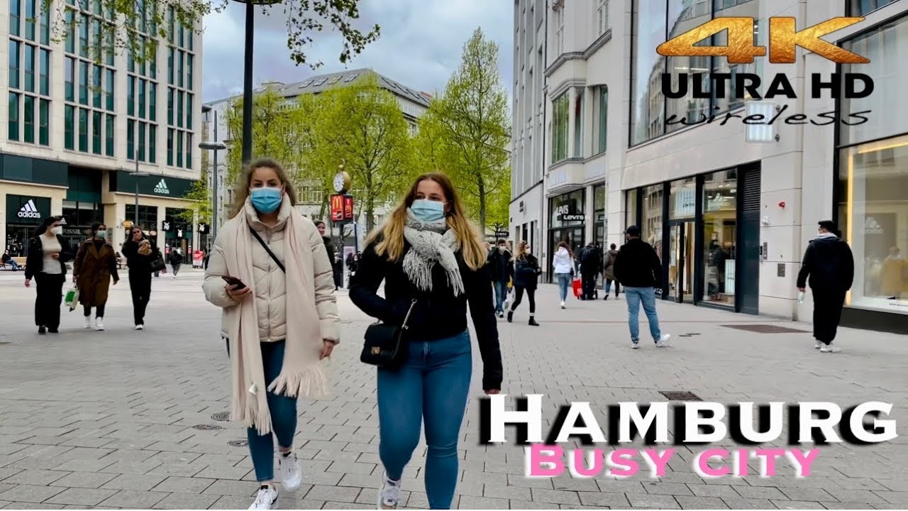 [4K HD] Hamburg City  M&ouml;nckebergstra&szlig;e Busy winter walking Tour. Germany 🇩🇪