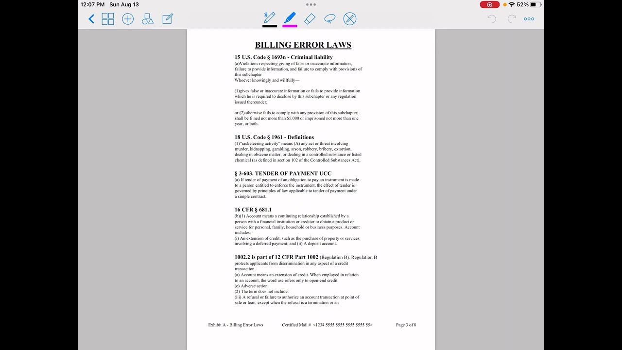 Billing Error Laws - TILA