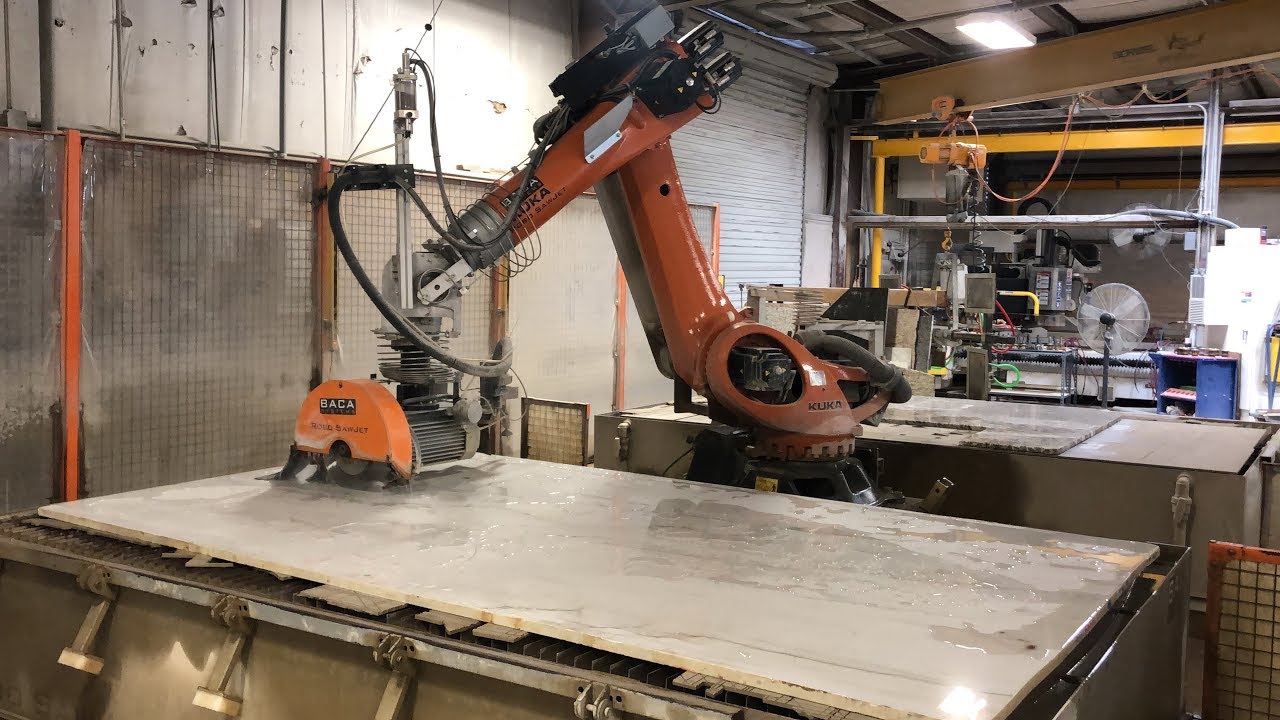 Mont Blanc Quartzite Countertop Fabrication utilizing BACA Sawjet