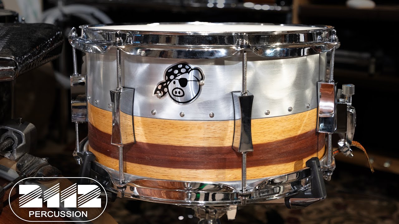Pork Pie Hybrid Aluminum/Maple Snare Drum 7x13 - Padauk Exotic Finish