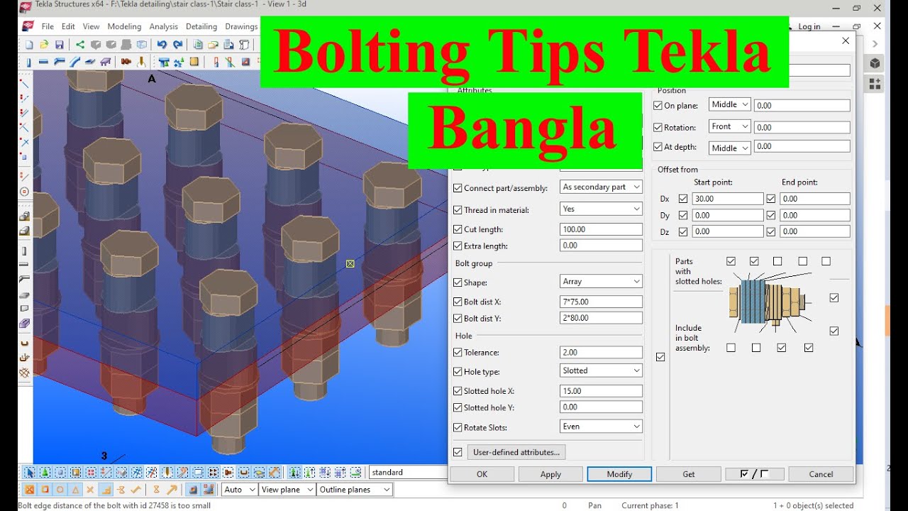 bolting tips in Tekla Bangla tutorial by Engr Maidul