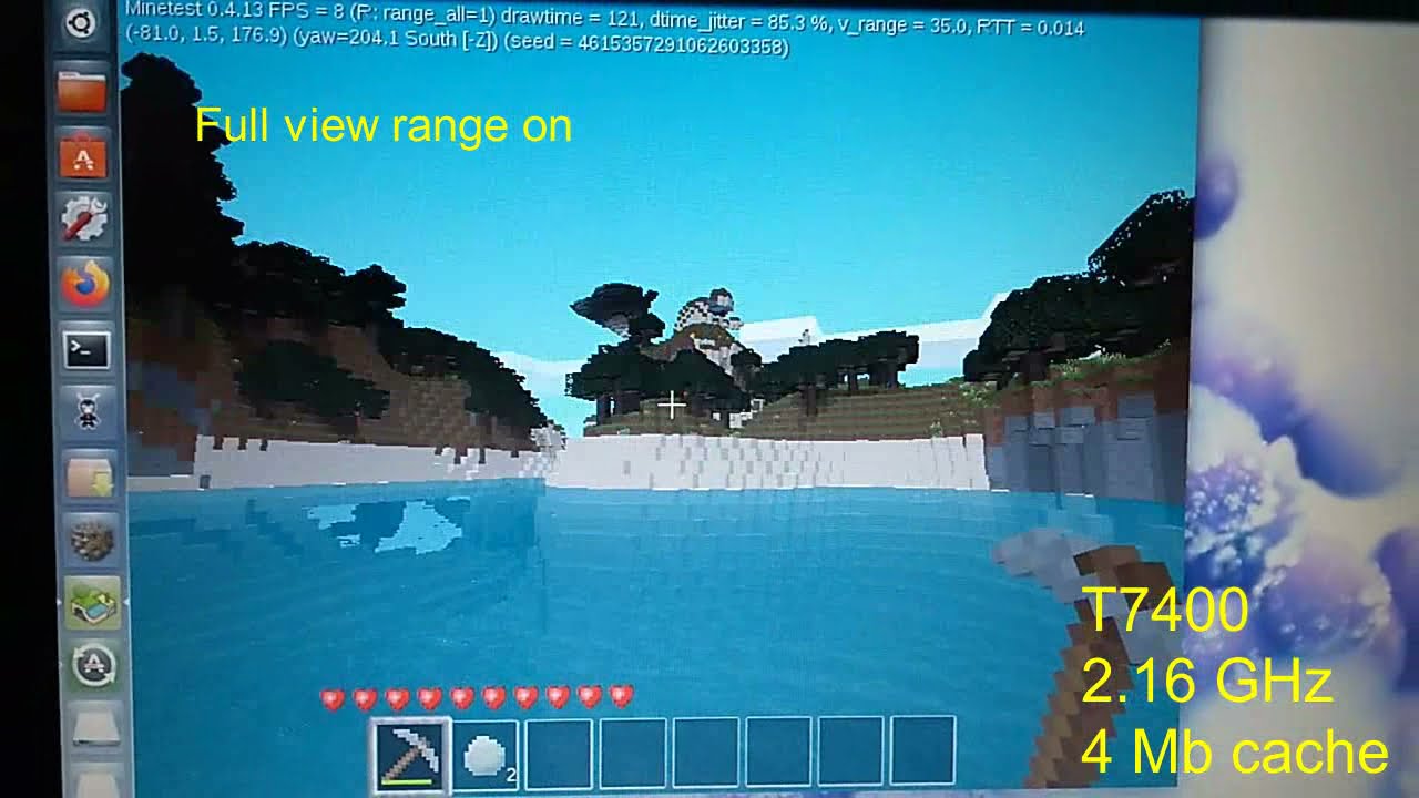 Core 2 Duo T5200 vs T7400: Minetest