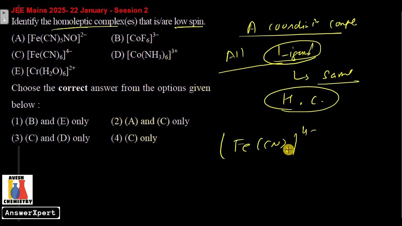 Identify the homoleptic complex(es) that is/are low spin.