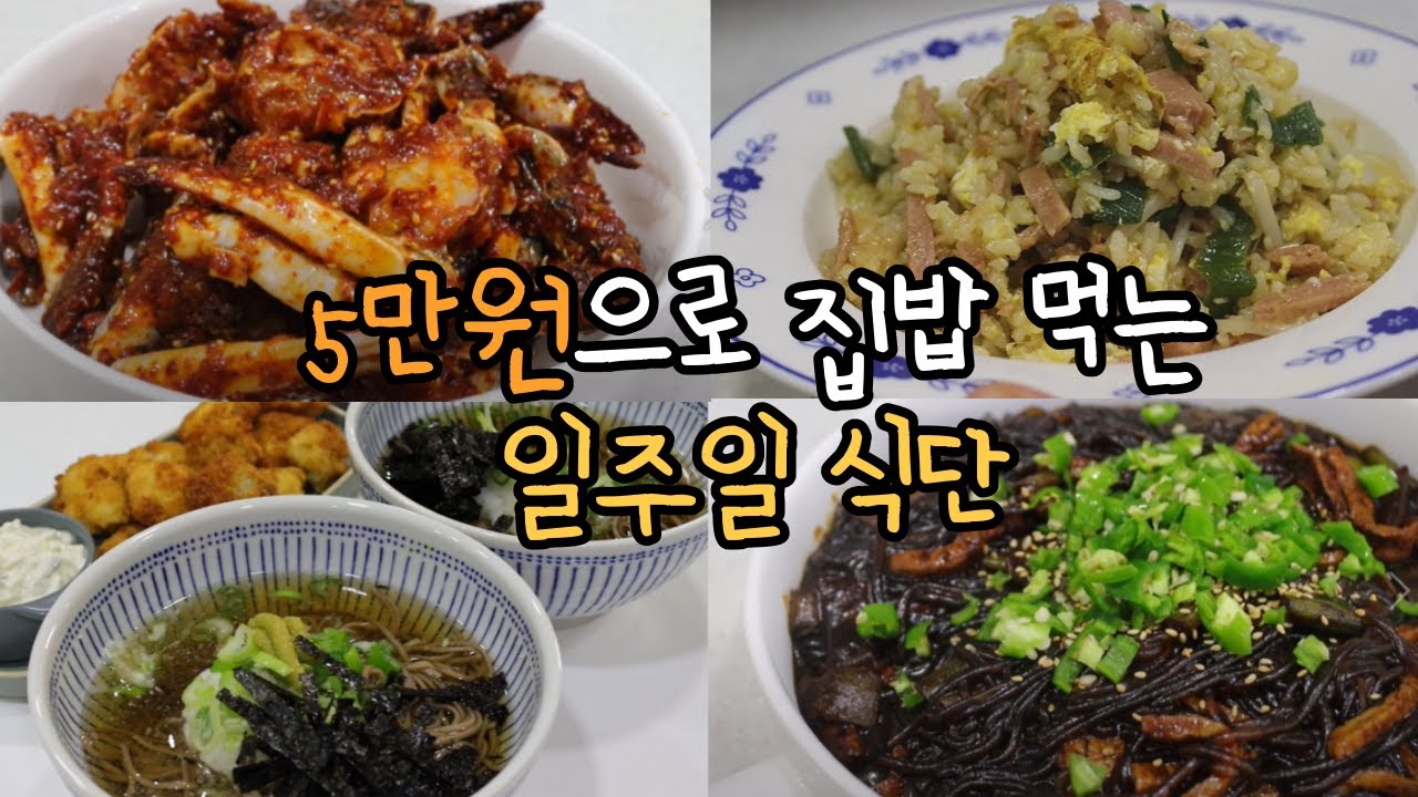 요즘 물가에는 식비절약 필수💪 | 일주일 5만원 | 집밥 기록🍲 | 양념게장, 짜장당면볶음, 한입 생선까스, 메밀소바, 어묵무국