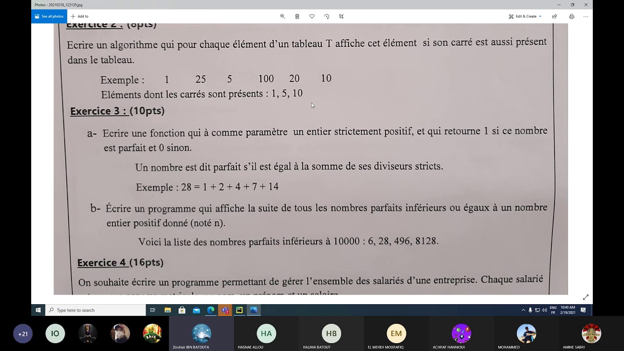 Correction EFM TDI 2021 Régionnal  Casa - Settat  Programmation structurée Algo + Python