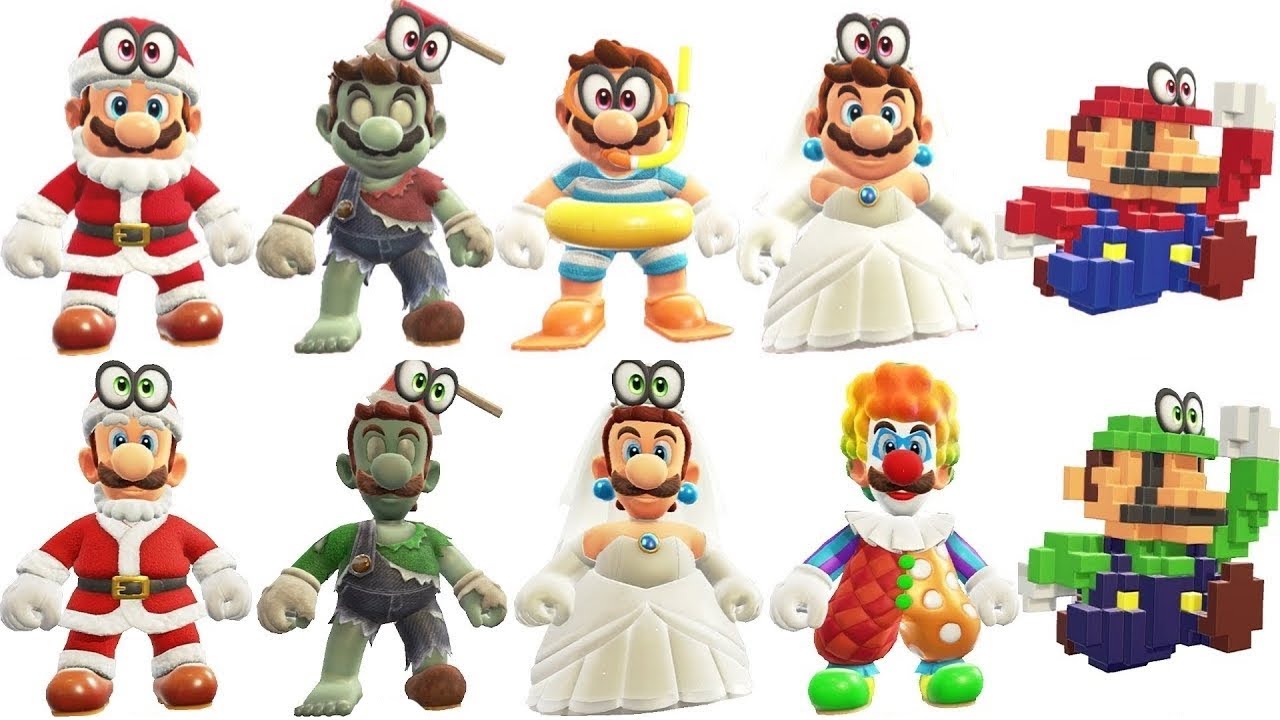 Super Mario Odyssey - All Mario & Luigi Outfits Comparison