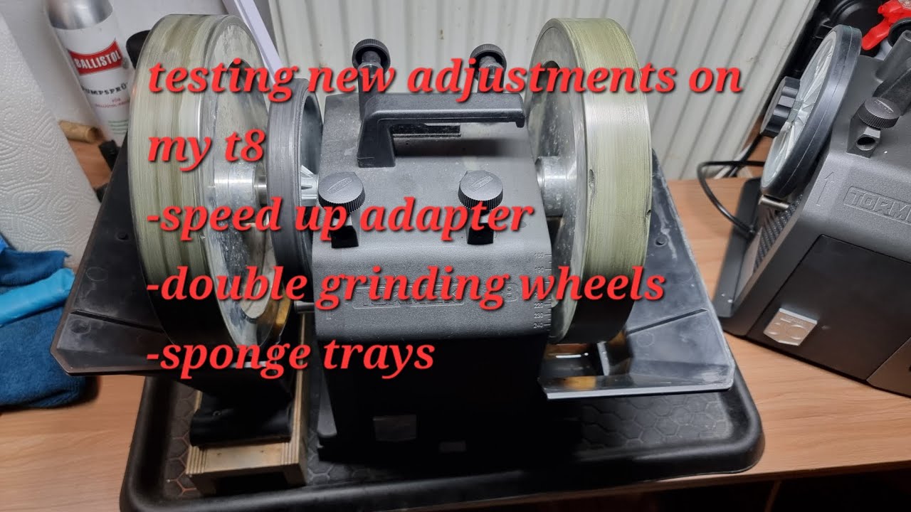 Tests weiterer Mods Tormek T8, doppelseitig Schleifräder, Speedadapter, Schwämme zum befeuchten etc.