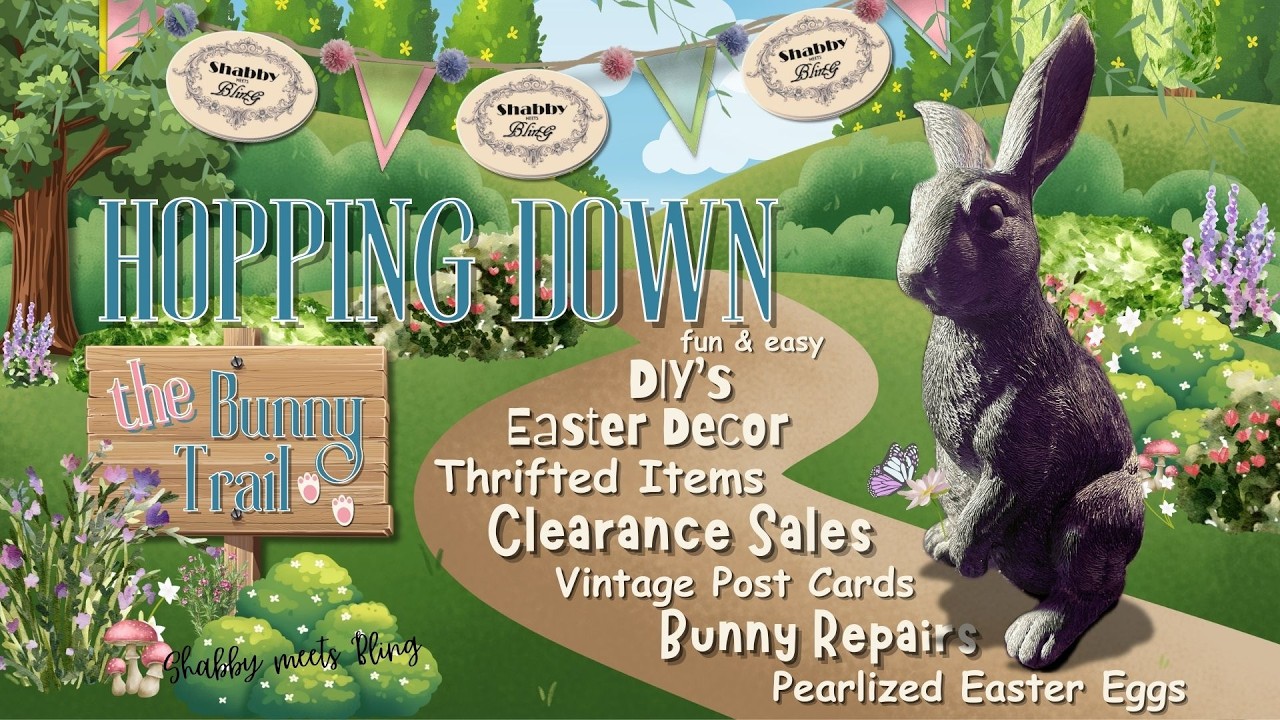 DIY Spring Easter Decor / Bunnies, Vintage Postcards & THRIFTED ITEMS / Hopping Down The Bunny Trail
