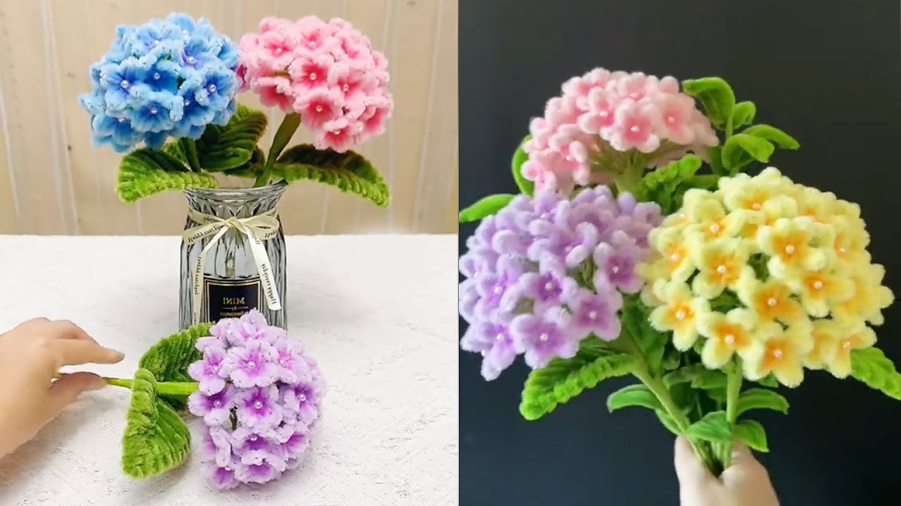 Hydrangeas pipe cleaner DIY - How to make hydrangeas with pipe cleaners | Full Tutorial for Beginner