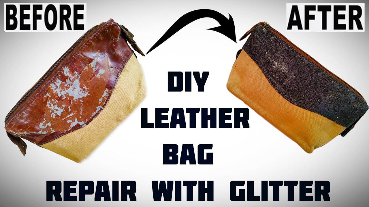 DIY leather makeup bag repair with glitter | DIY Girl Riha