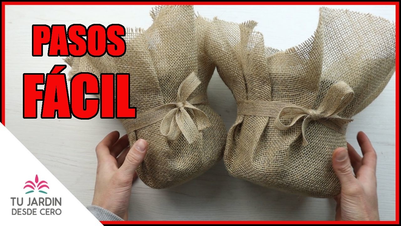 ❤️ ¡¡Cubre-macetas FÁCIL!!: Envolver maceta para regalar 👉🏽 ¿Cómo envolver una planta con yute?