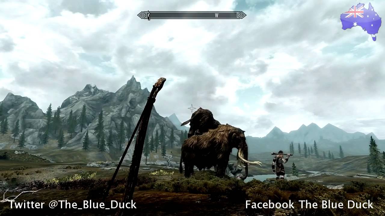 Skyrim - Weird Glitch - Mammoth and Giant!