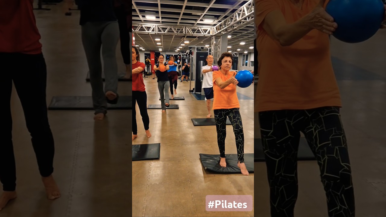 Pilates com overball! 🎉