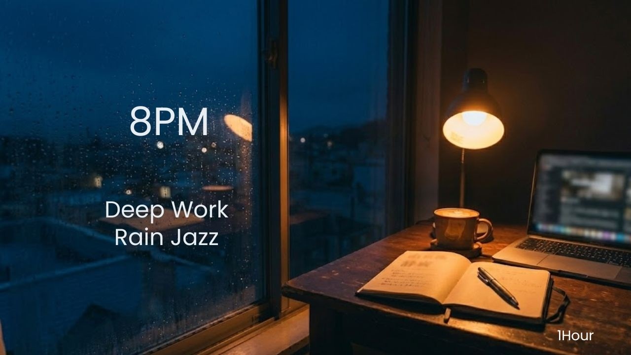 8PM Deep Work – Rainy Night Jazz with Soft AI Vocals (1 Hour)