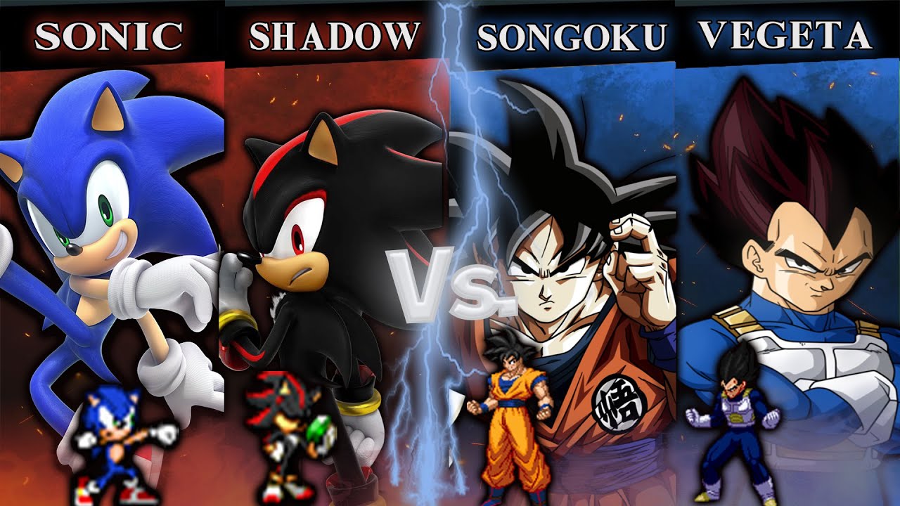 [MUGEN] AI 2V2 BATTLE - Sonic & Shadow vs Songoku vs Vegeta