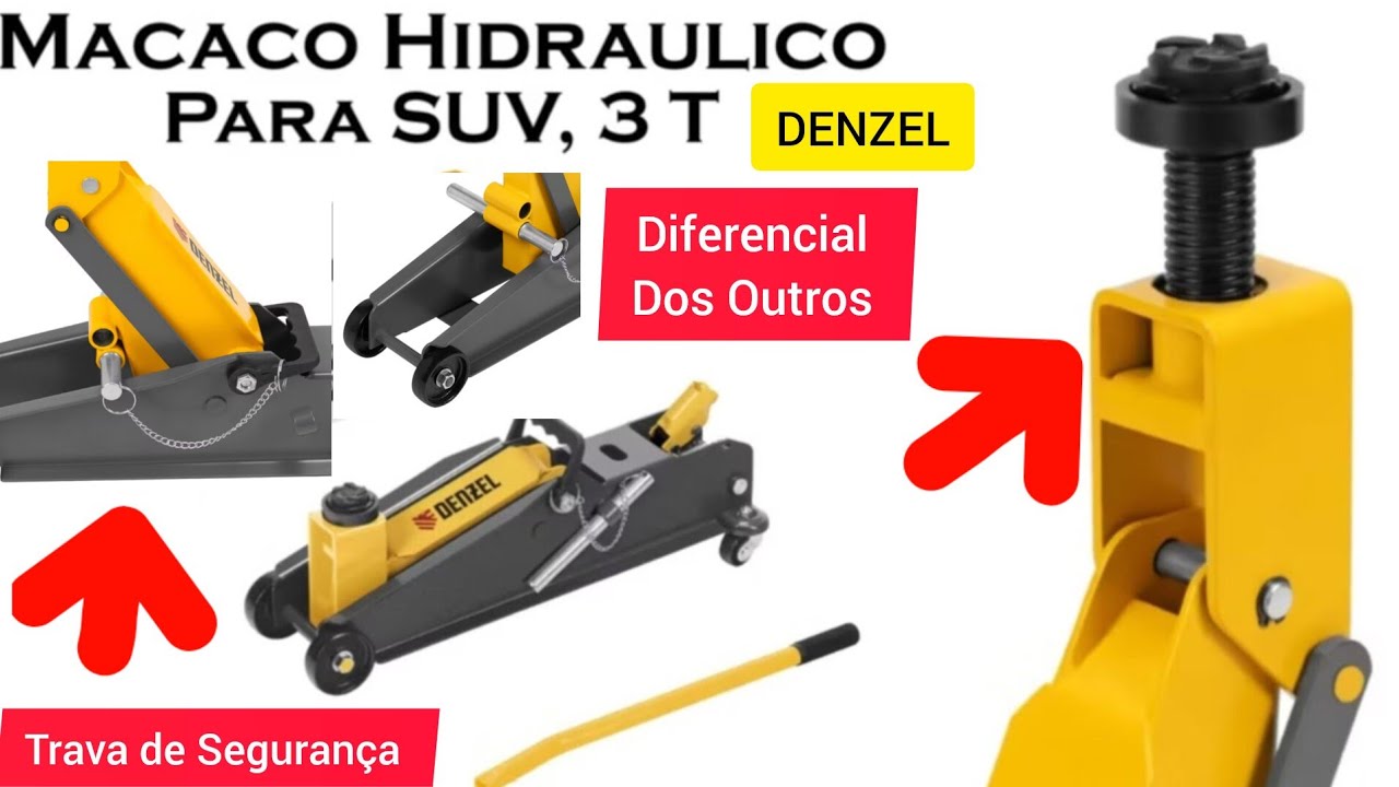 Macaco Hidráulico Tipo Jacaré 3T DENZEL para SUV - PICK-UP - Caminhonete e Utilitários