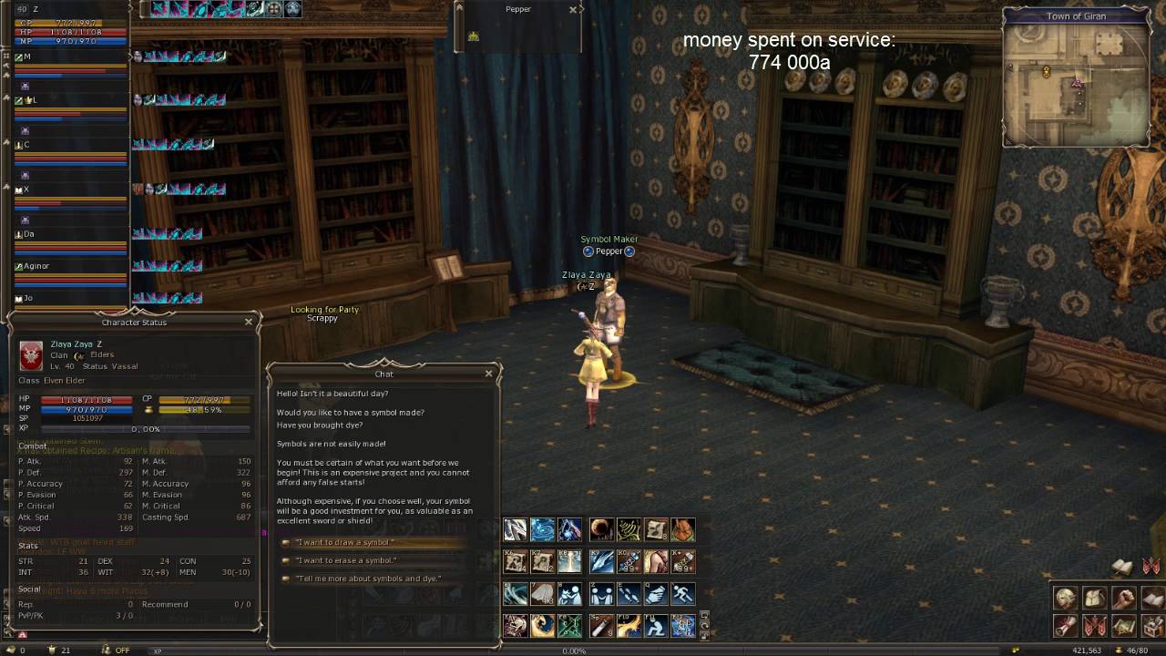 Elven Elder puts +12 WIT tattoos -15 MEN in Lineage 2 Classic EU Skelth