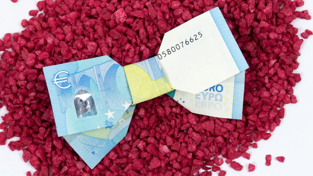 Geld falten Hochzeit 💑 Schleife aus Geldschein falten