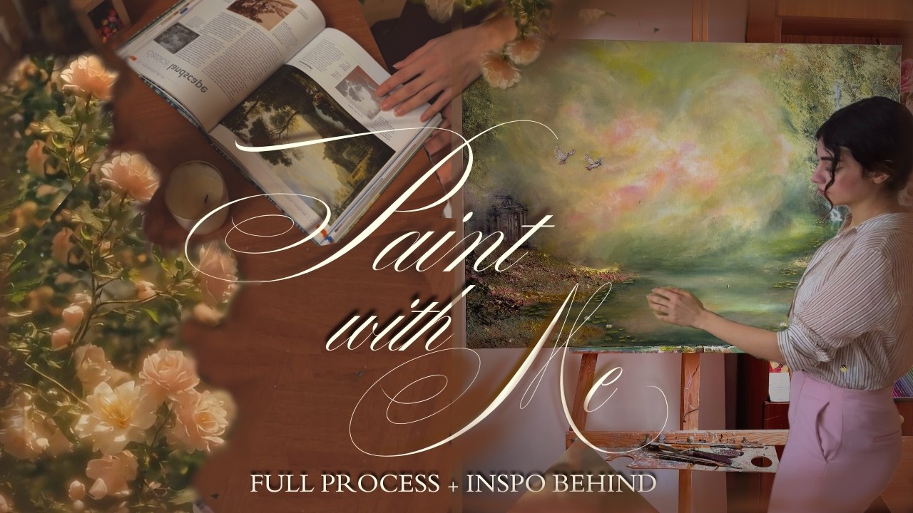 Creating a BIG painting from start to finish 🧚🏻 “pride & prejudice” inspired aesthetic process