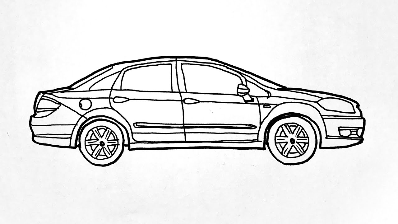 How to Draw Fiat Linea - Fiat Linea Araba Çizimi