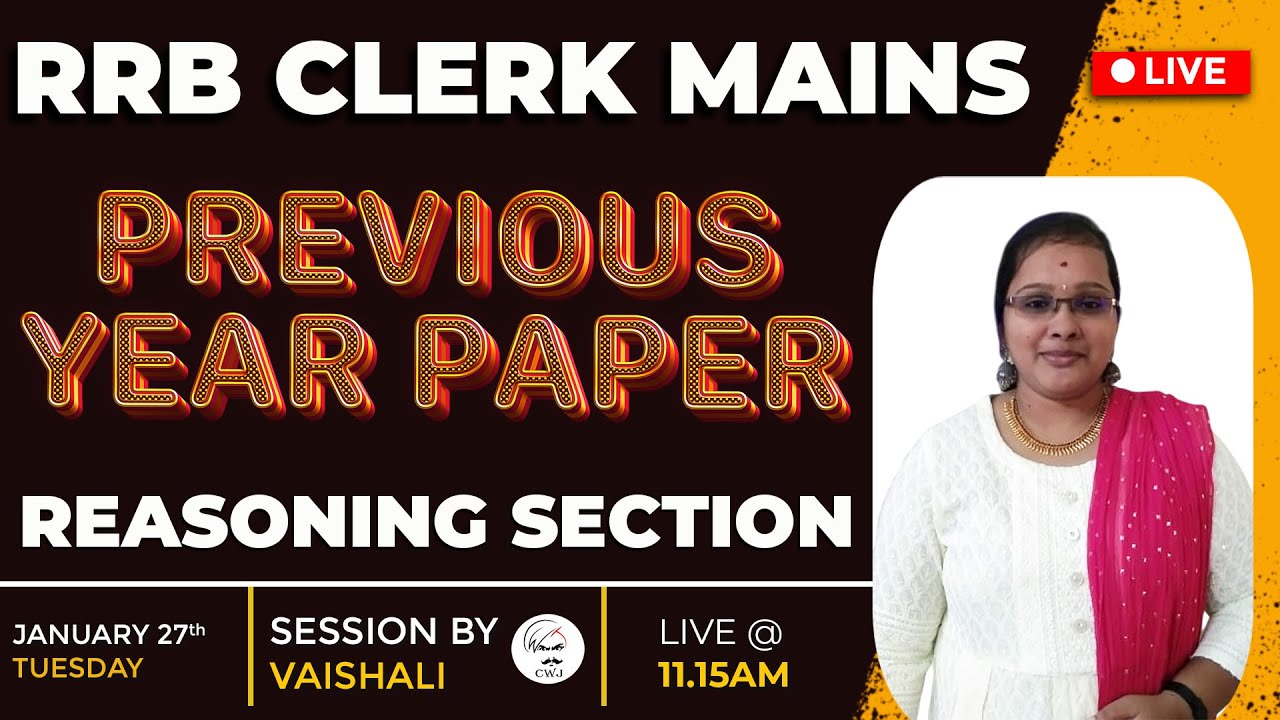 IBPS RRB CLERK MAINS | PREVIOUS YEAR MEMORY BASED QUESTION PAPER | DAY - 28 | REASONING | VAISHALI