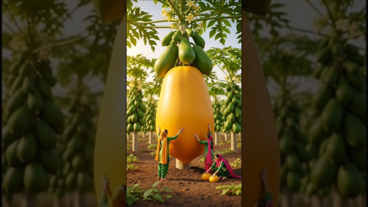 Miniature Papaya Shake | Tiny Punjabi Women Make Giant Fruit Juice | Hyper-Realistic Art 