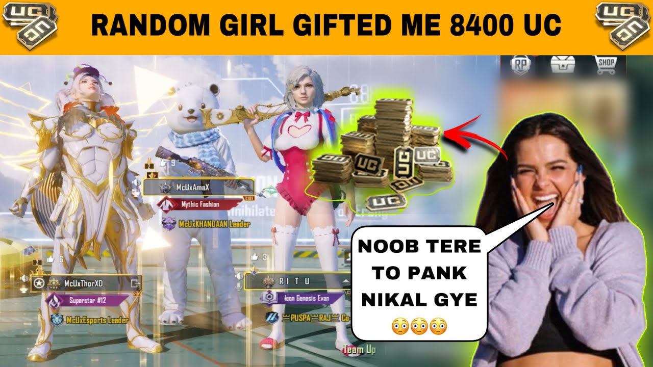 RANDOM RICH GIRL FLIRT WITH ME IN FRONT OF HER BF🥺 & GIFTED ME 8400 UC FOR NEW KAR98 GUN SKIN😳
