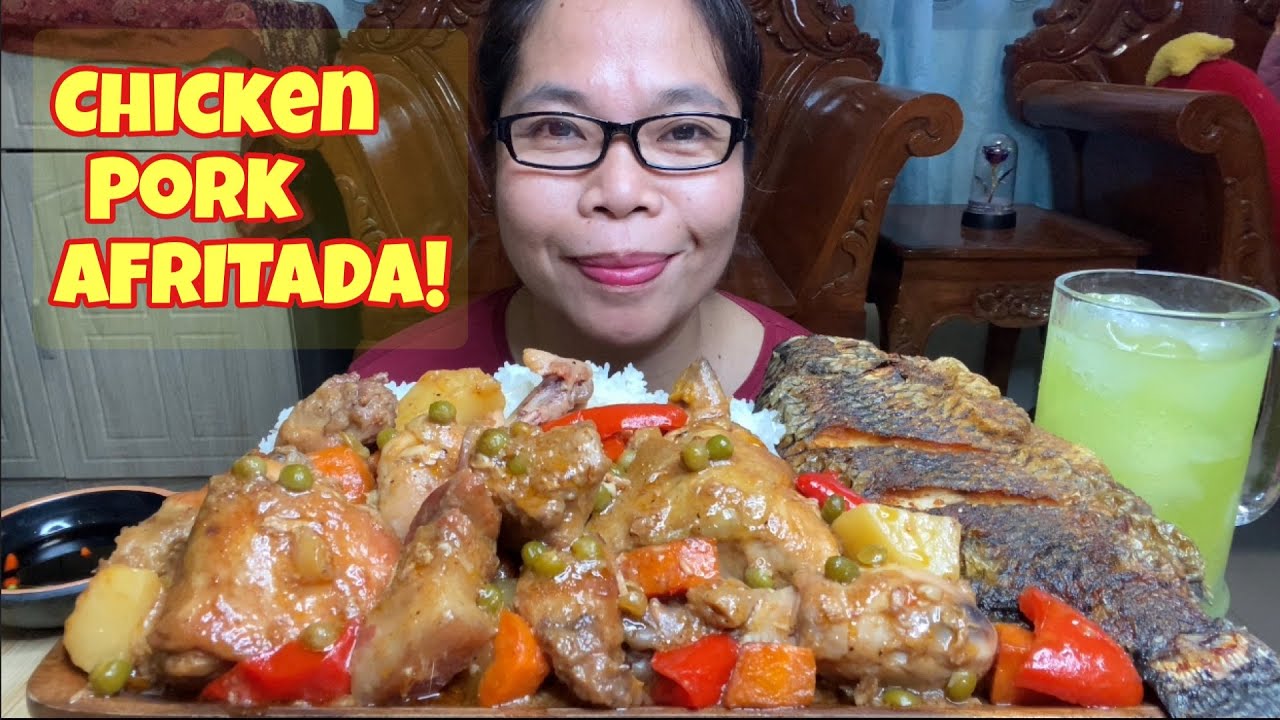 CHICKEN PORK AFRITADA | FRIED TELAPIA | FILIPINO FOOD | MUKBANG PHILIPPINES ASMR