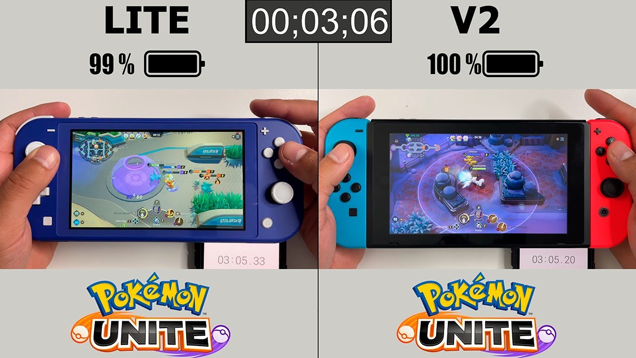Battery Life of Pok&eacute;mon UNITE on Nintendo Switch V2 and Switch LITE