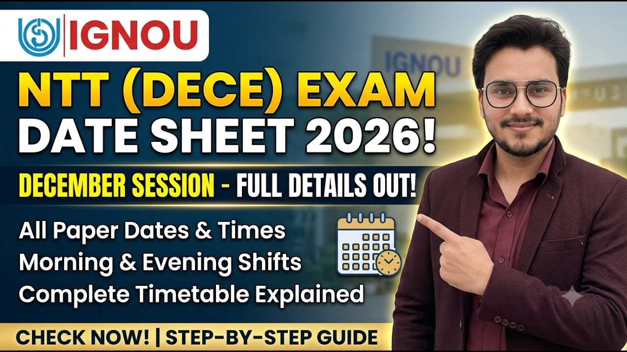 IGNOU NTT Exam Datesheet 2026  IGNOU NTT Exam Date Sheet 2026  #ignou #nttexamdatesheet#NTTExam2026