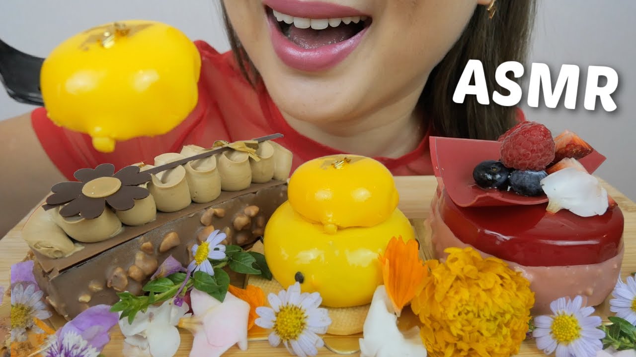 ASMR Assorted Mini Cakes *Relaxing Soft Eating Sounds | N.E Let's Eat