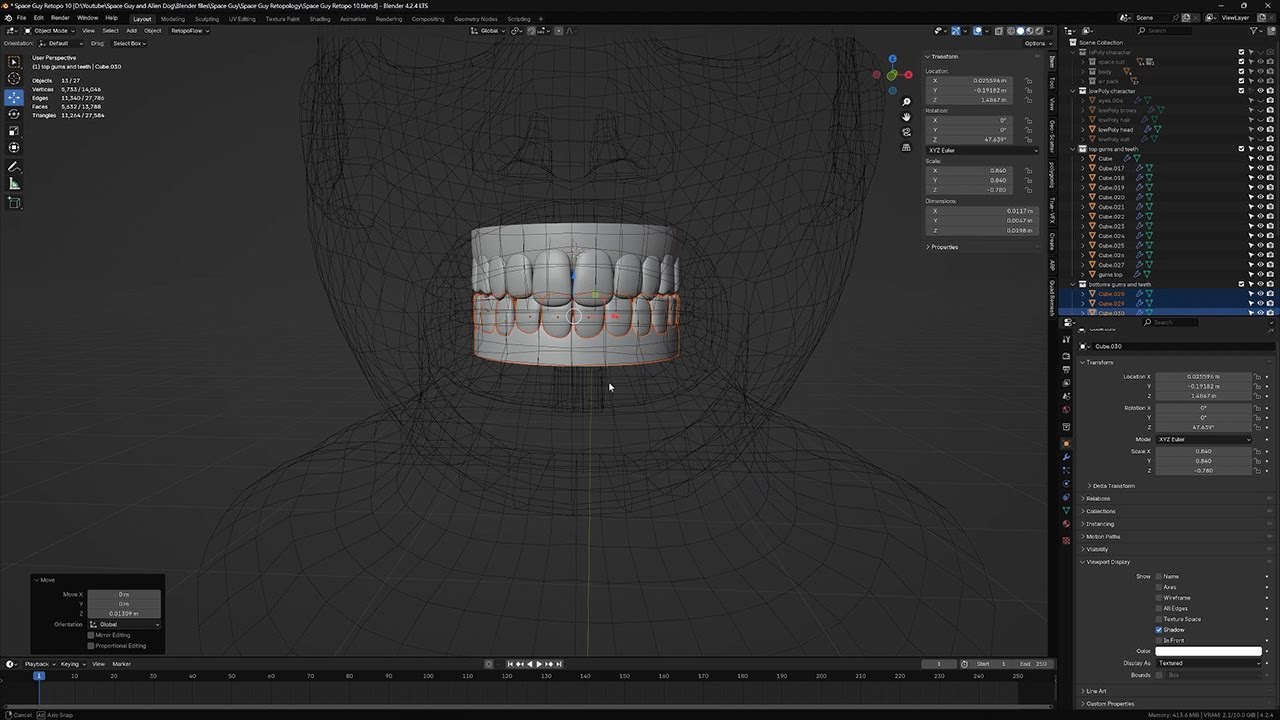 Blender Modeling Inner Mouth and Eyes