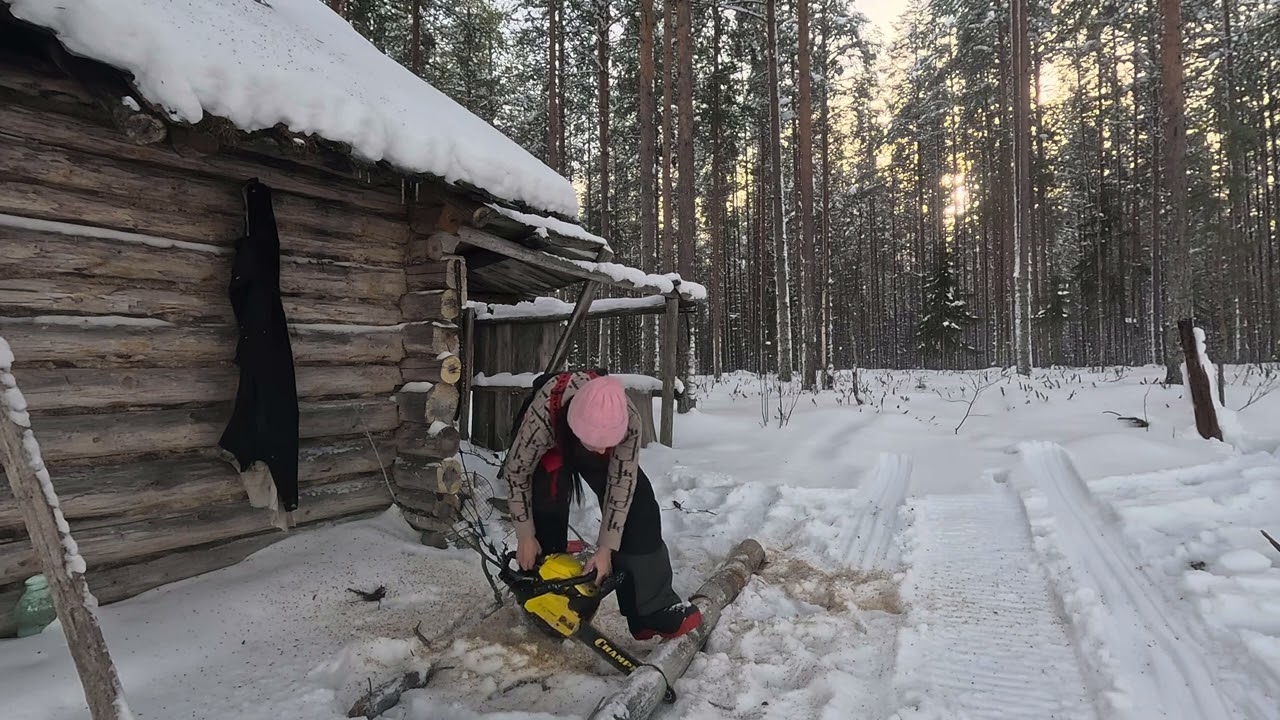 Приехали с семьёй,муж уехал ,а я решила заготовить дров на ночь .