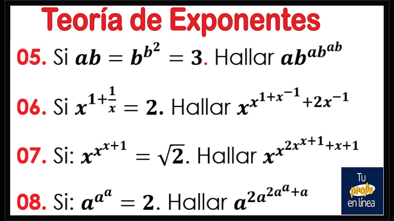 TEORÍA DE EXPONENTES: Reemplazos (Solucionario)