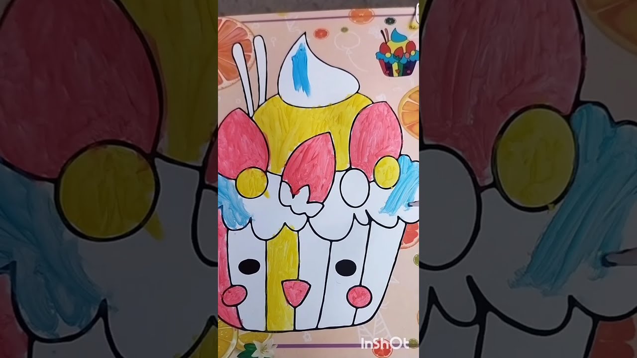 Cute Cupcake Colouring | Fun & Relaxing Art Time 🧁🎨#longvideo#art#colorful#viral#youtube