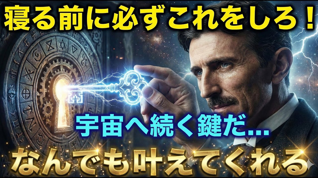 【※99％が知らない】寝る前5分で潜在意識を書き換える。宇宙の扉を開く鍵はテスラが知っていた!テスラが隠した宇宙の法則が凄すぎる【ニコラ・テスラ】周波数/成功哲学/寝ながら/聞き流し/偉人の名言