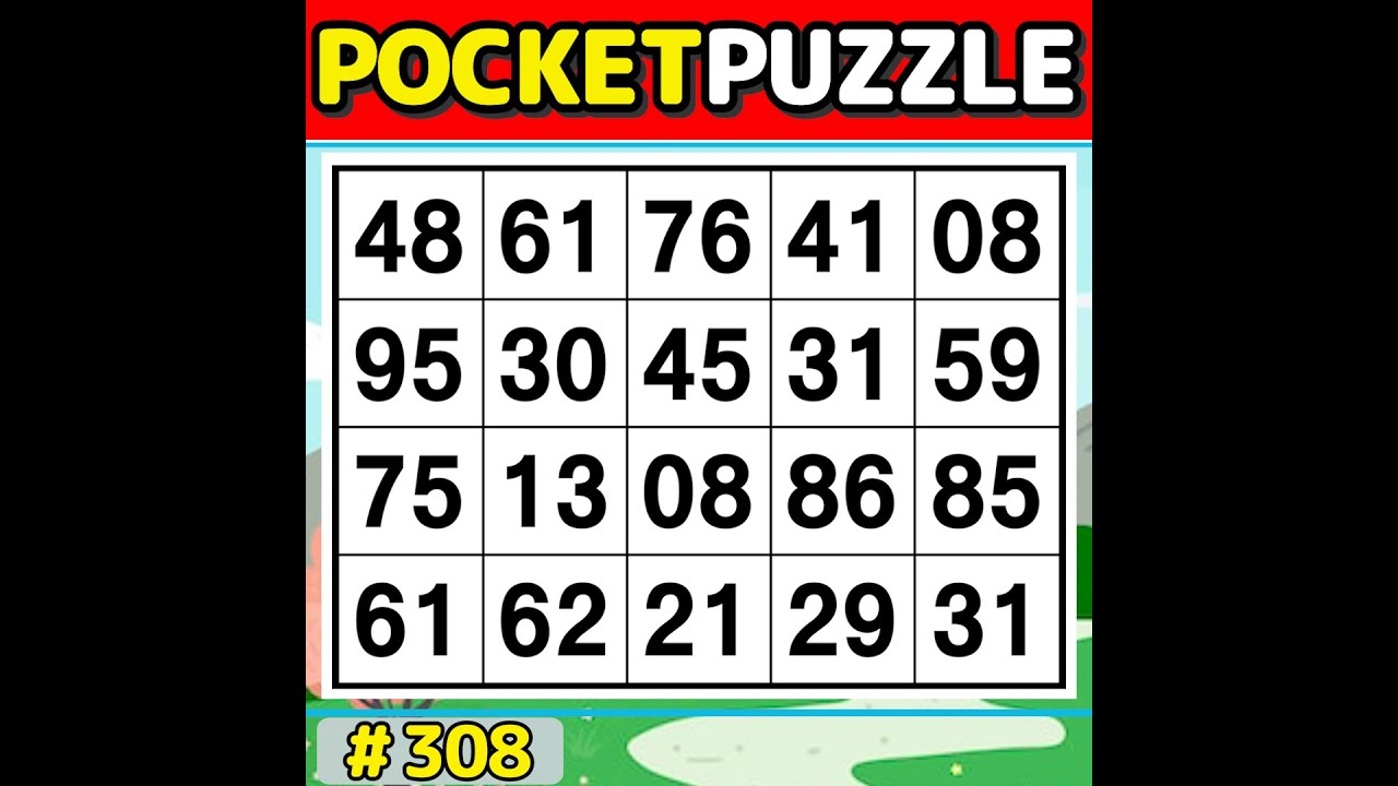 【Pocket Puzzle】 Activate your brain! 《Number Search|Brain training》 #308