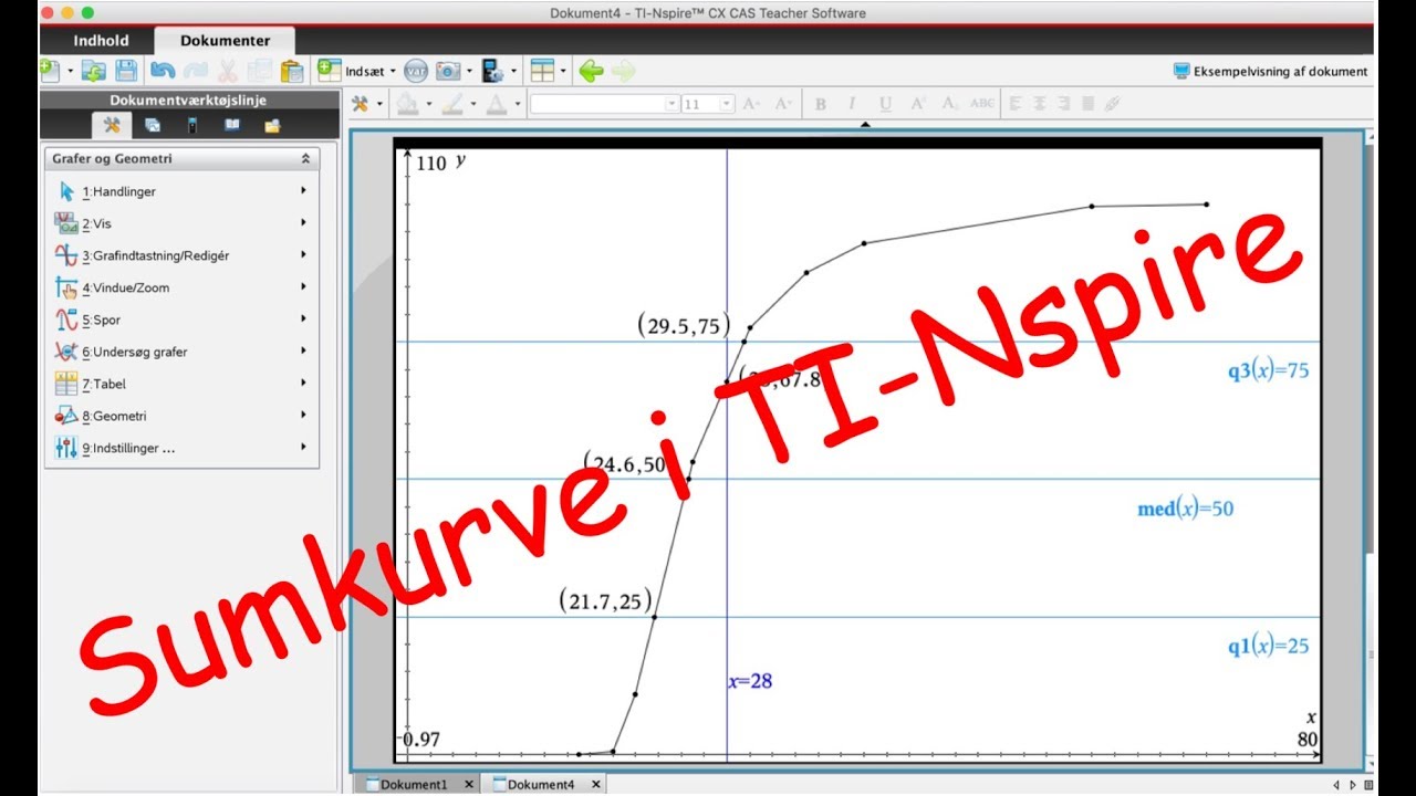Grupperede data - tabel & sumkurve i Nspire