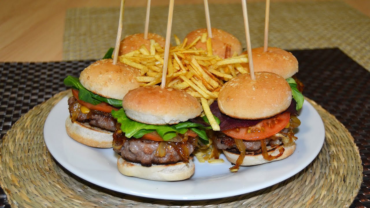 Mini Burgers with Caramelized Onion - Easy Beef & Pork Hamburger Recipe