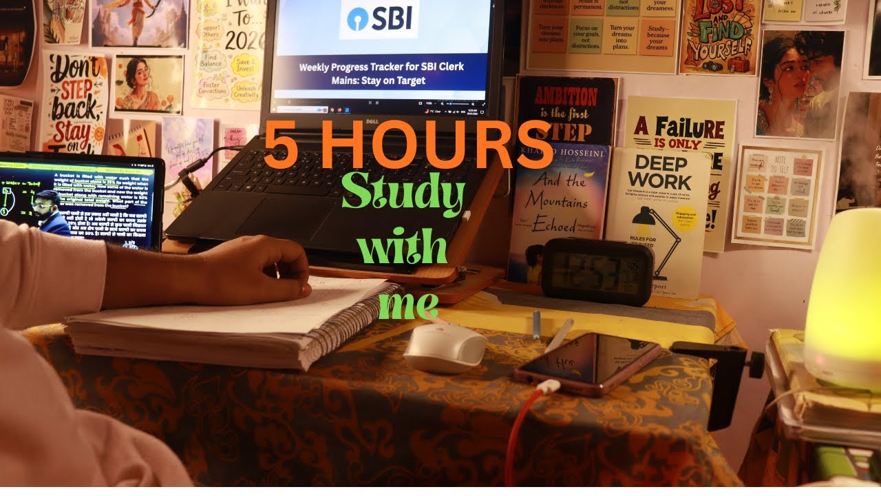 Day 4/60 SBI clerk | live study with me | 5 hour POMODORO | no excuse