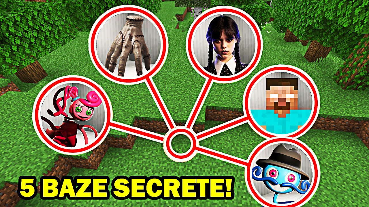 TOP 5 BAZE SECRETE INTERZISE IN MINECRAFT DIN 2023 !! (Manuta, Wednesday, Herobrine, Poppy Playtime)
