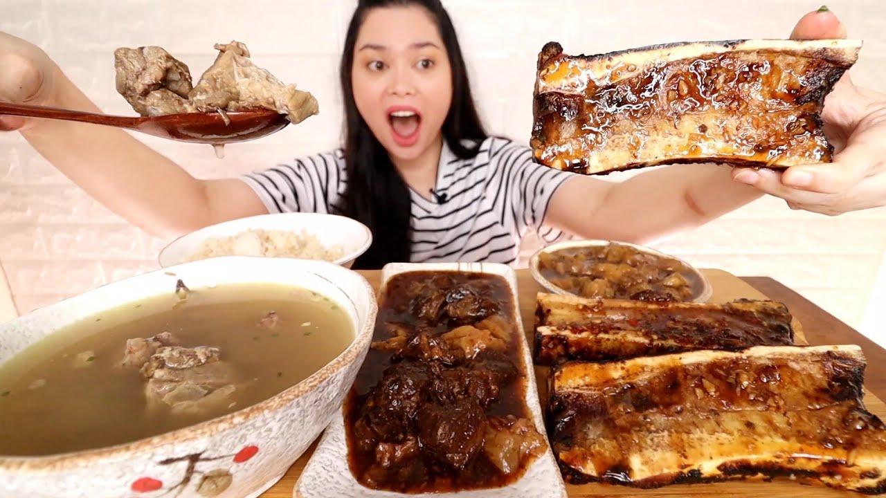BONE MARROW , BEEF TENDON PARES , KAMTO SOUP AND SIZZLING TENDON MUKBANG | bakit di ako tumataba?