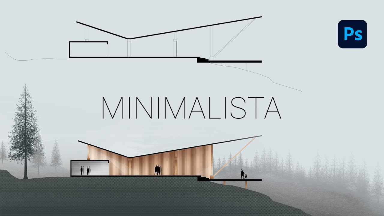Cómo crear un CORTE ARQUITECTÓNICO ilustrado y minimalista en PHOTOSHOP