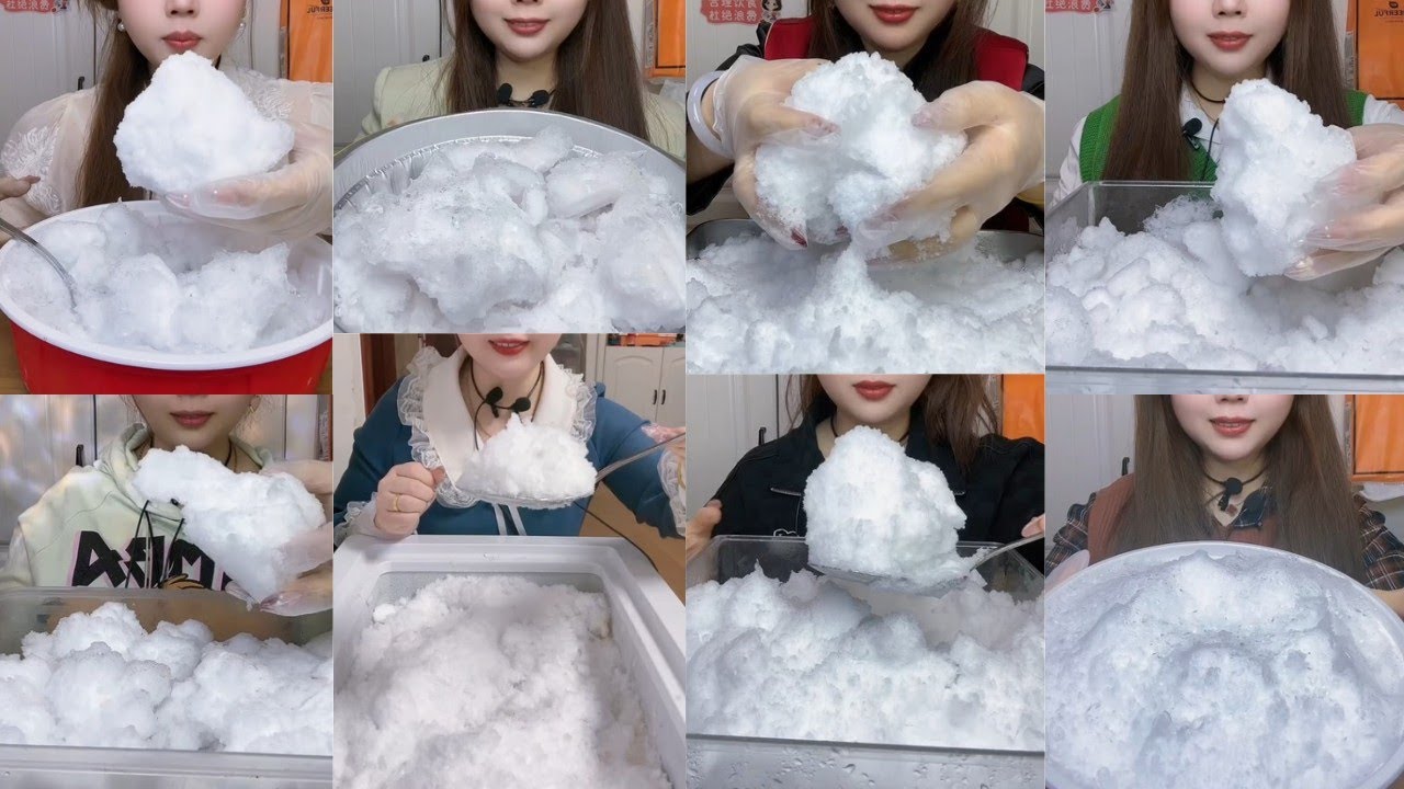 ONLY BITES🔷HER SOLO🤍SQUEAKY SOFT CRUNCHY FREEZER FROST EATING COMPILATION🧊
