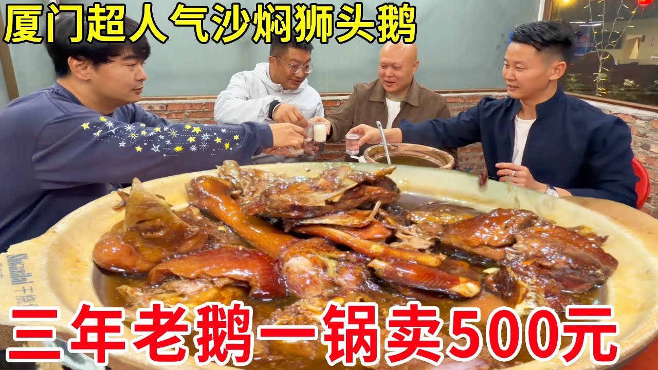 厦门超人气沙焖狮头鹅！三年老鹅一锅卖500元，自称赚不到300顾客天天排长队！#麦总去哪吃