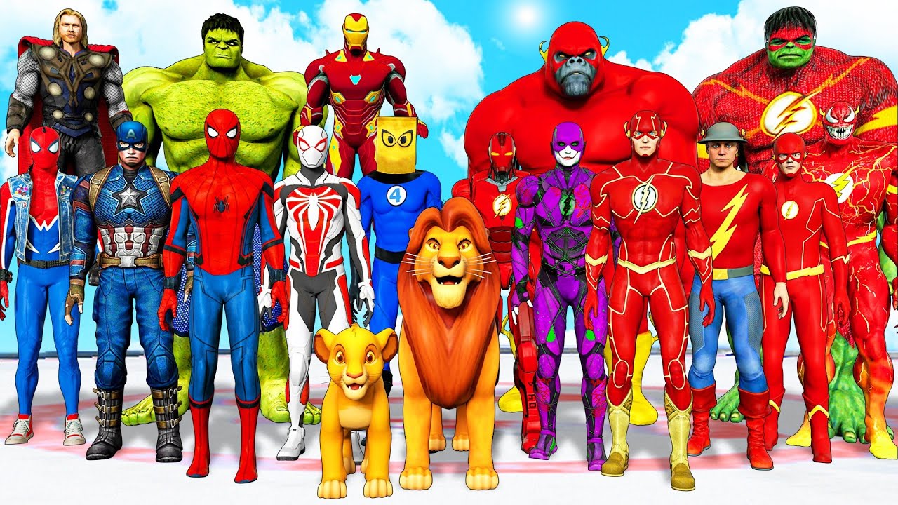 THE AVENGERS & TEAM SPIDER-MAN VS TEAM FLASH - Lion King is captured | Epic Superheroes War