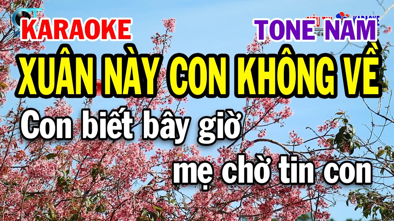 Karaoke Xuân Này Con Không Về Tone Nam ( D ) Nhạc Xuân Beat Mới Dễ Hát 2026 Siêu Thị