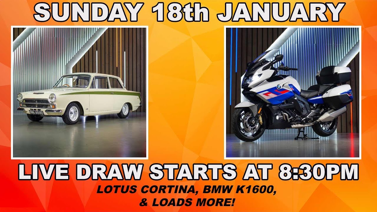 LIVE DRAW! 18/01/25 - 1966 Lotus Cortina, BMW K1600, Cash, Tech, and more!