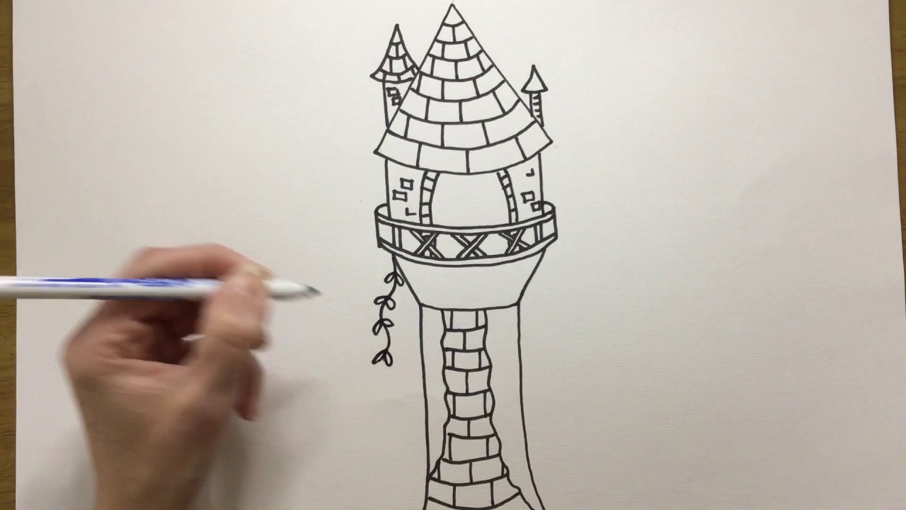 How to draw Rapunzel's tower