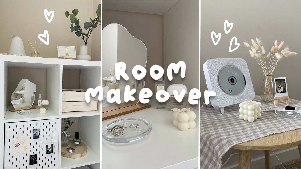 EXTREME ROOM MAKEOVER - aesthetic, korean inspired + white themed 🤍✨